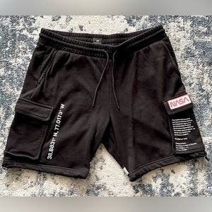 NASA Mens Reflective Shorts in Black XXL